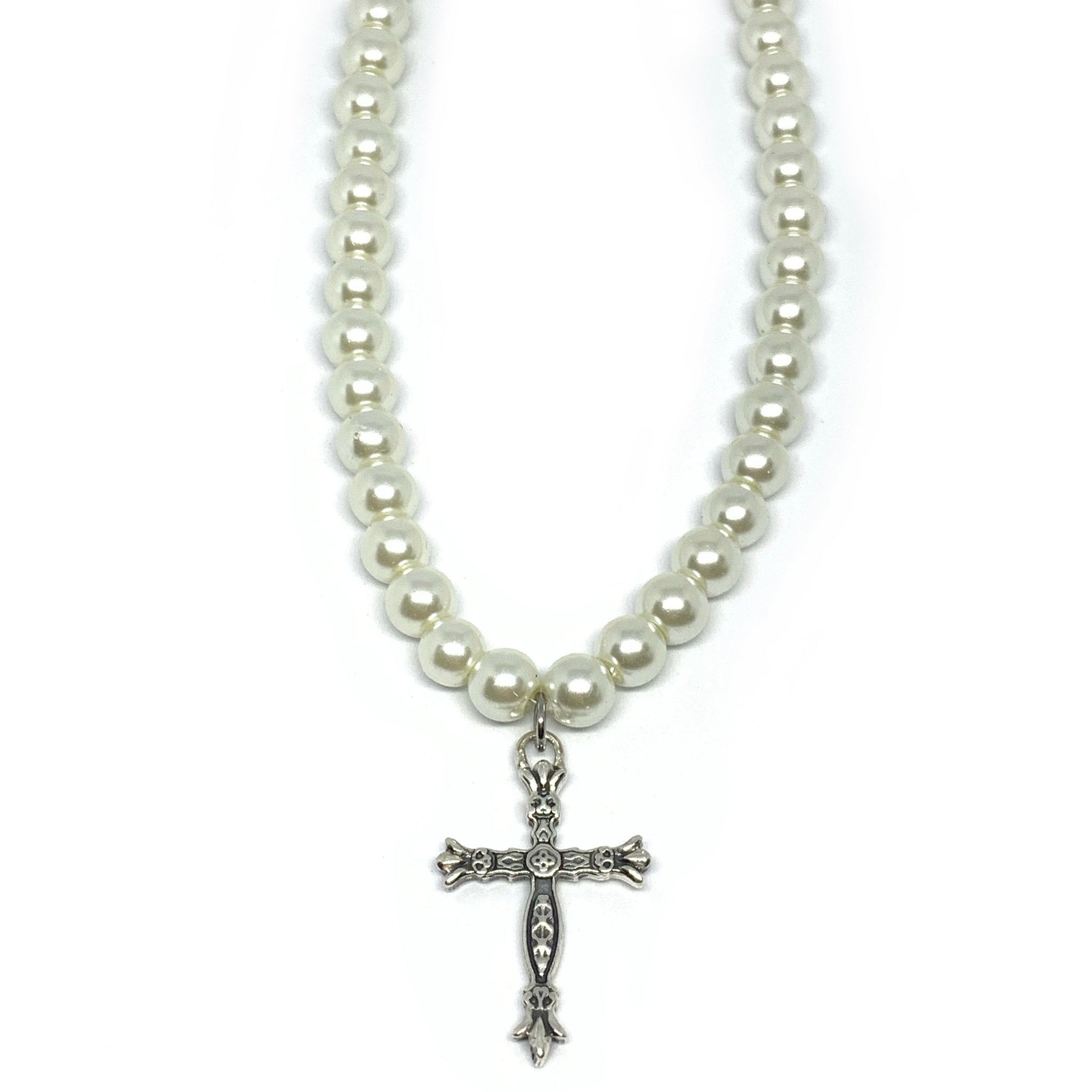 Cross Pearl Necklace Design | Croix Pearl Necklace  | Seams Jewelry